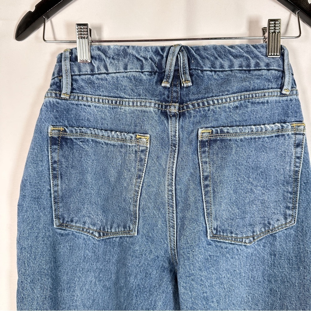 Good American ‘Good Boy’ Side-Slit Straight Jeans Blue941 (2/26) Rigid High Rise - Picture 9 of 13